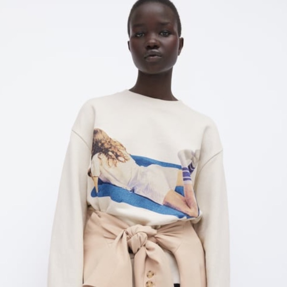 Zara X Coco Capitan Graphic Girl Cotton Crewneck Sweatshirt - Picture 1 of 9